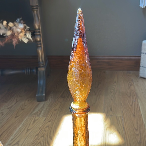 60’s & 70’s Amber Glass Genie Bottle With Stopper MCM - Picture 12 of 12